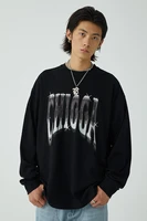chiggalab 21aw phantom skeleton logo long sleeve loose drop shoulder round neck print tide cotton hoodie