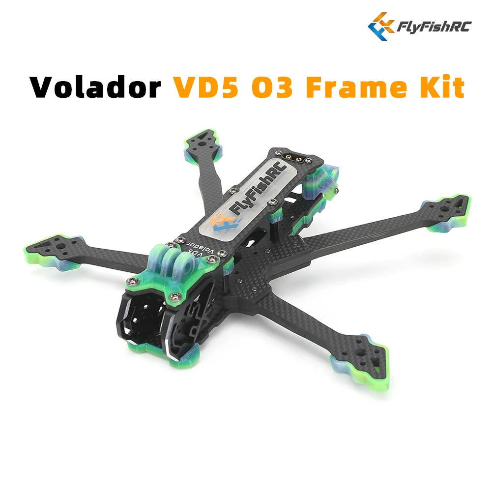 

FlyFishRC Volador VD5 5inch 6mm Arm 225mm T700 Deadcat Frame Kit Compatible with DJI O3 Air Unit For FPV Freestyle Racing Drone