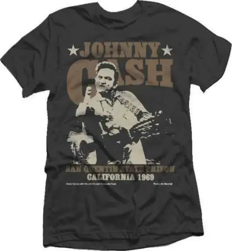 

Johnny Cash San Quentin Stars Flipping Bird Rock Country Music T Shirt Funny