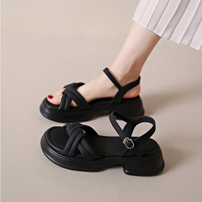 Summer New Platform Women Sandals Fashion Open Toe Thick Sole Flats Shoes Ladies Outdoor Elegant Gladiator Sandalias