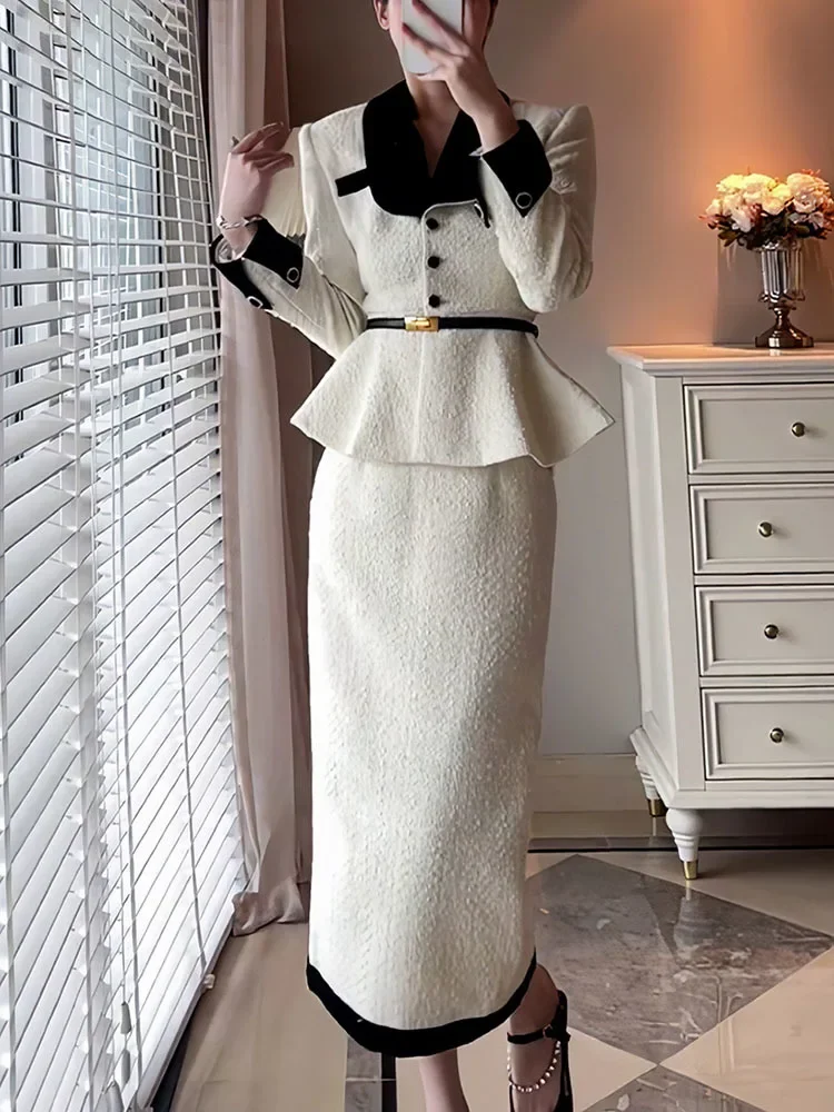 Женский комплект из двух предметов NMZM элегантный белый однобортный с