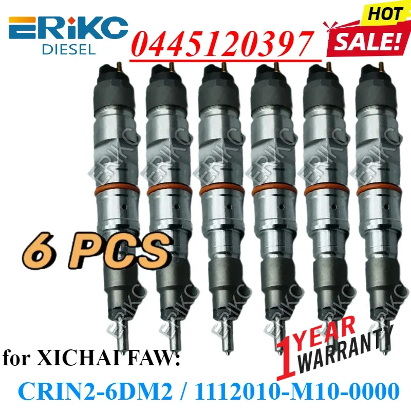 Фото 6 шт. форсунок Common Rail 0445120397, 0 445 120 397, сопло для дизельного двигателя CRIN2-6DM2 для XICHAI FAW J6 1112010-M10-0000 №2