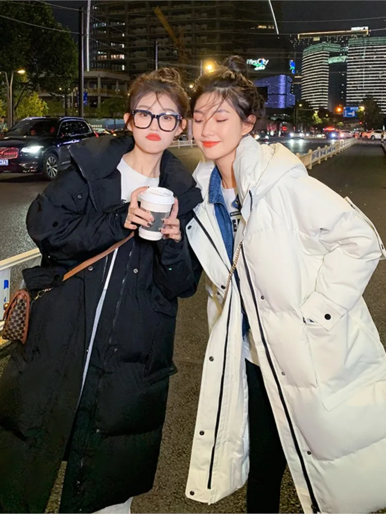 2022 New Women Solid Long Winter Coat Casual Parkas Clothes Hooded Stylish Loose Jacket Female Outerwear