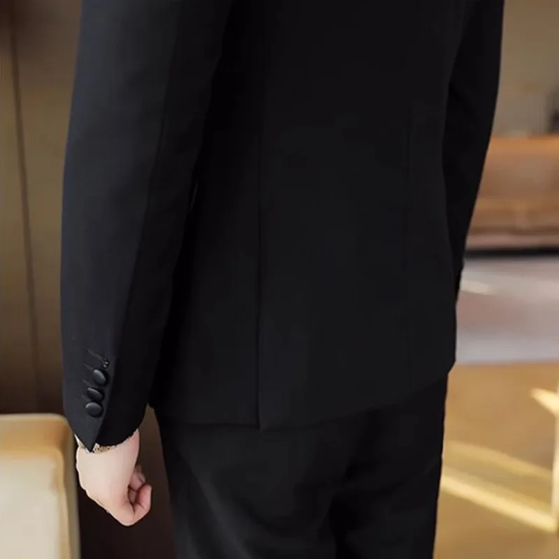 (Куртка + брюки) новый мужской деловой стиль 2 шт. черный/белый модный простой