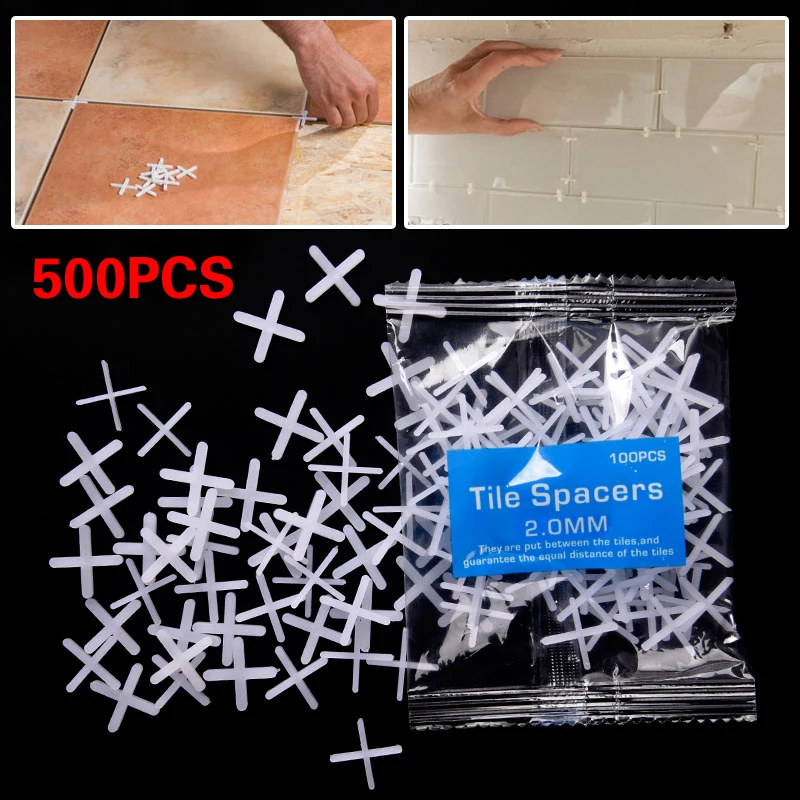 

500pcs Ceramic Tiler Spacer Cross Paste Ceramic Tile Clip Stitch Locator Plastic Reuseable Leveling System 1/1.5/2/2.5/3mm