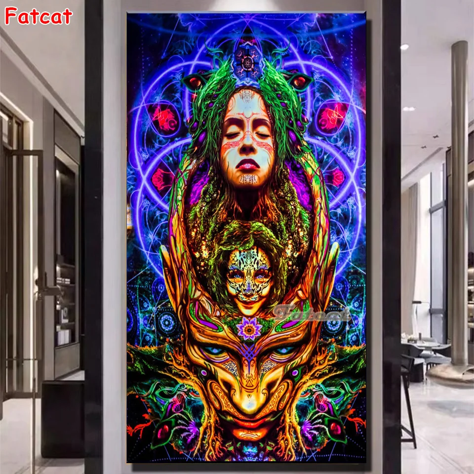 

Алмазная мозаика с изображением женщины, фэнтези, пера, черепа, полная вышивка, вышивка крестиком 5d, алмазная живопись «сделай сам», Готичес...