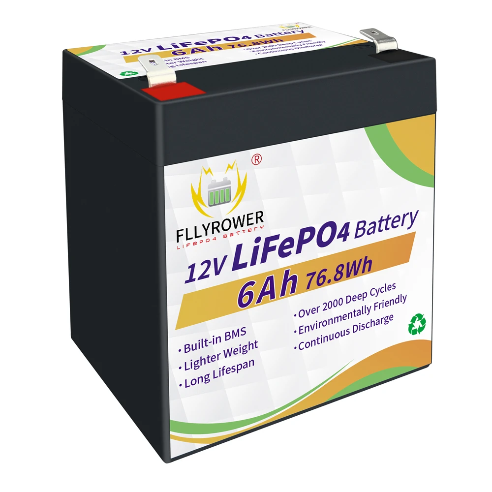 

Перезаряжаемый Аккумулятор Lifepo4 12 В, 6 ач с длительным сроком службы BMS, разряд 1-2C для распылителя солнечной системы, детская игрушка
