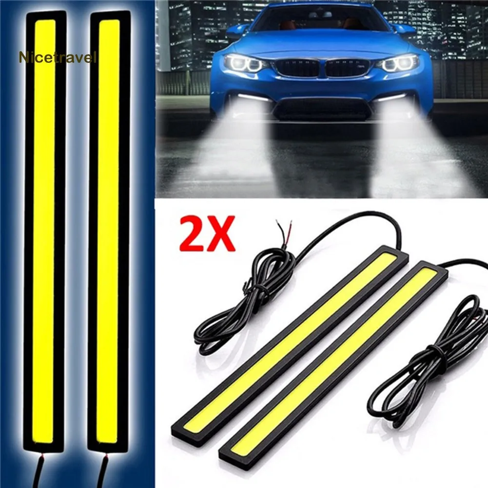 

2Pcs Universal Car Light Bars 17cm Waterproof Led Cob Light Stripe Automobile Racing Daytime Running Lamp