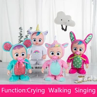 36cm crying reborn doll electric walking music unicorntoy viny cute face company dolls with animal cloth birthday gift for kids
