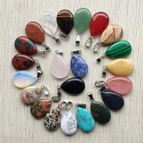Atacado 50pcs/lote 2023 Trendy Hot Sell Setra Natural Stone Drop Shape Pingents Charms para colares fazendo frete rápido