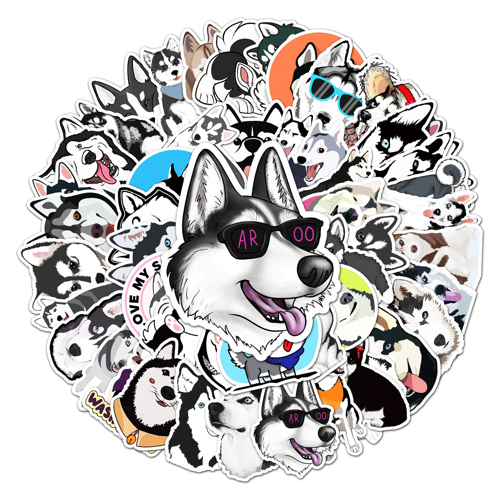 

Husky Cute Dog Stickers Cool Decals Motorcycle Travel Luggage Guitar Skateboard Waterproof Kid Cartoon Sticker for Kids