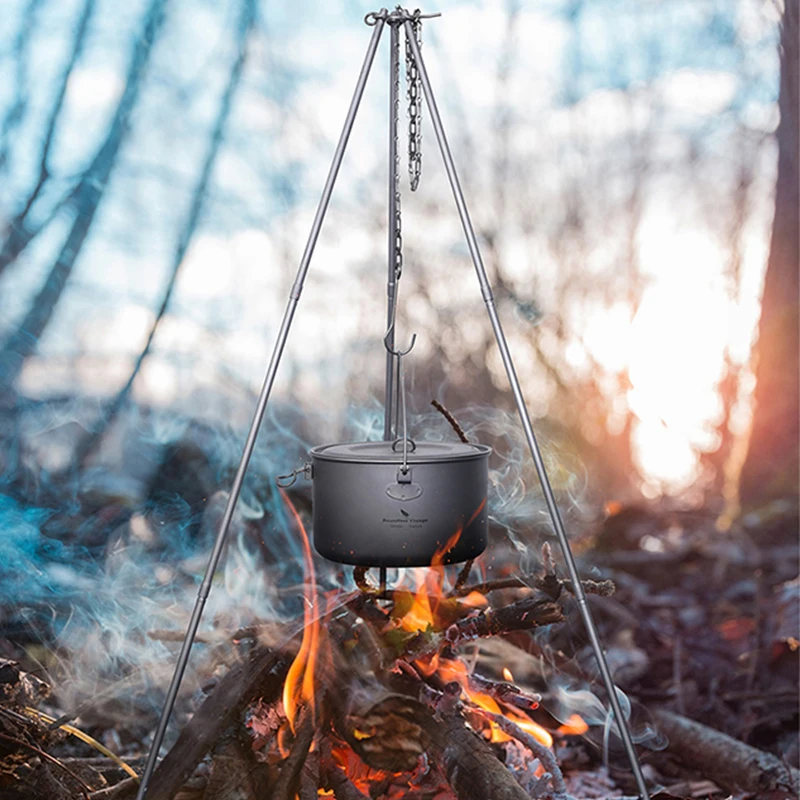 

Boundless Voyage Titanium Tripod Outdoor Camping Campfire Pot Kettle Grill Holder Portable Cookware Camp Adjustable Tripod