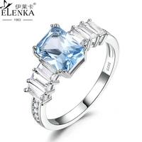 luxury solid 925 sterling silver created aquamarine emerald sapphire gemstone wedding engagement diamonds ring fine jewelry gift