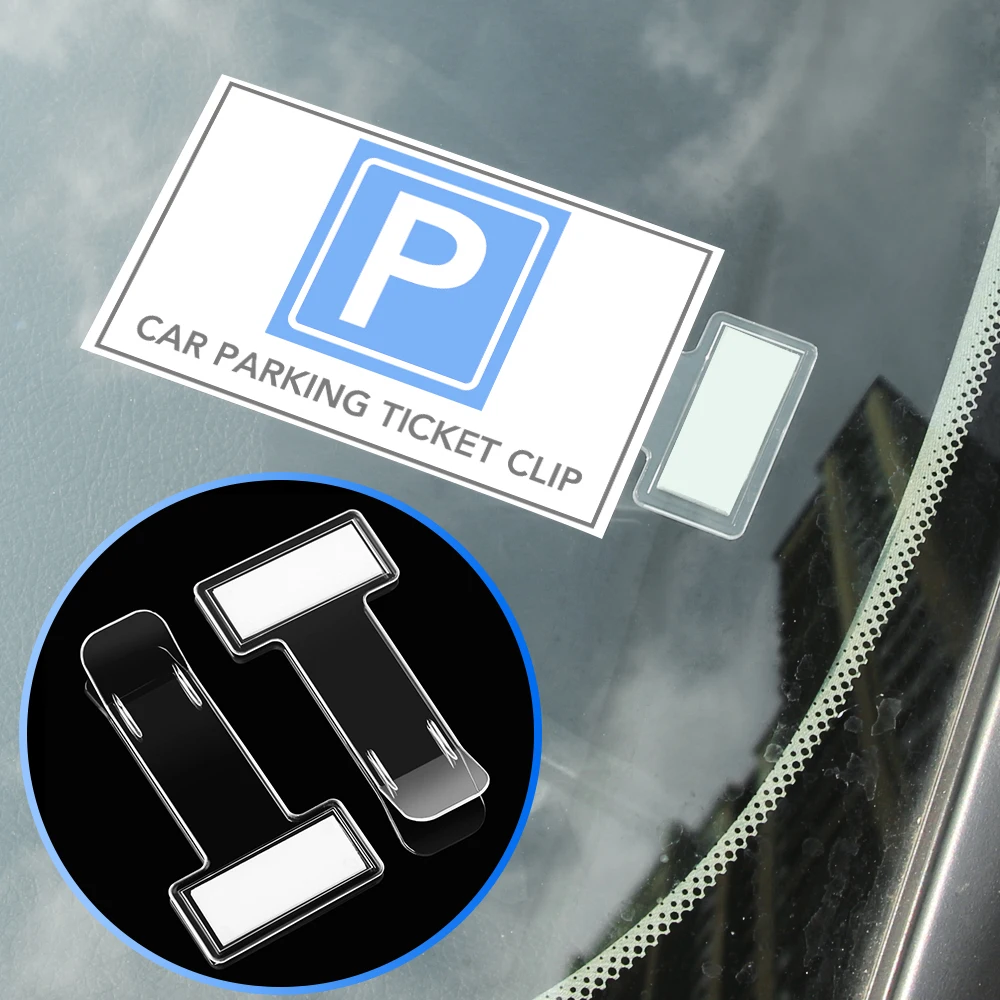

2pcs Car Parking Ticket Transparent Holder Clip Sticker for toyota chr corolla camry prius venza prado Rav4 Auris Yaris aygo