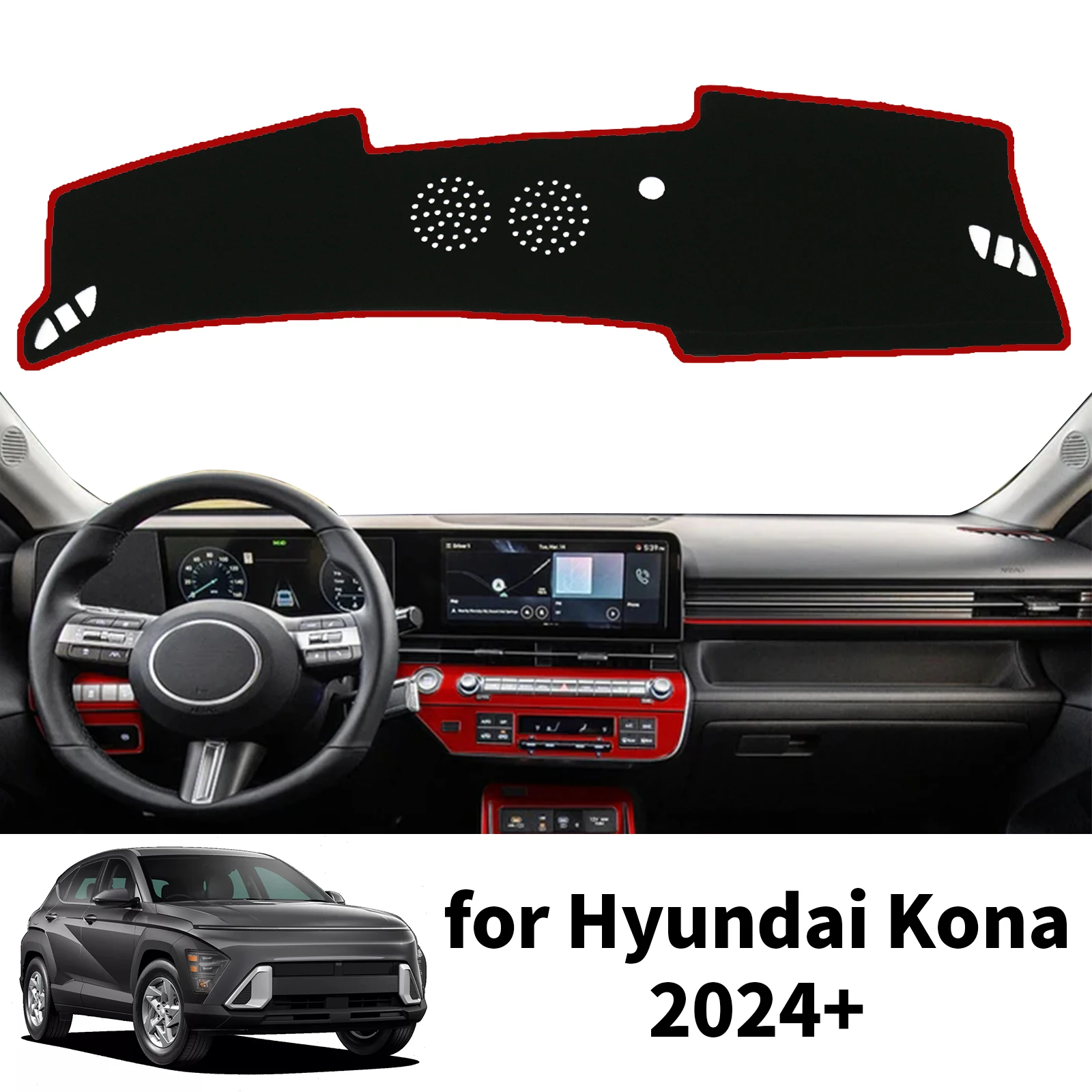 Фото Для Hyundai Kona 2024 2025 2026 (без HUD) коврик для приборной панели автомобиля, аксессуары, солнцезащитный козырек, защитный ковер, коврик для приборной панели №1