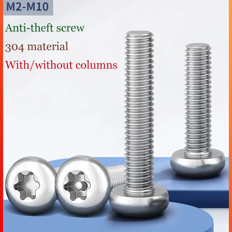 

4 Pc M3 M4 M5 M10 Plum Security Screws Round Head Screws Without Pin/With Column Core Pan Head Bolts 304 Stainless Steel