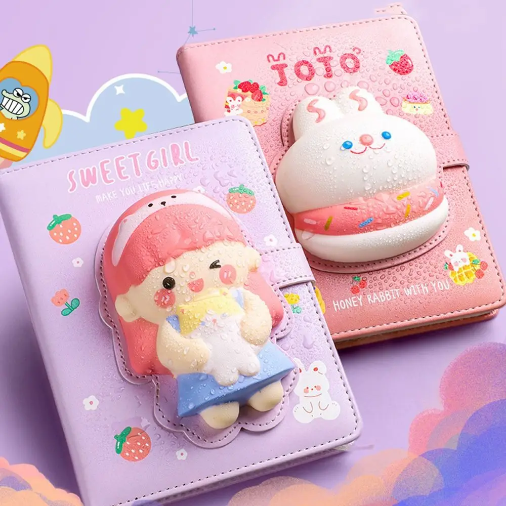 

Notepad Agenda School Stationery Supplies Girls Relieve Stress Decompression Notebook Magnetic Button Diary Squeeze Toy