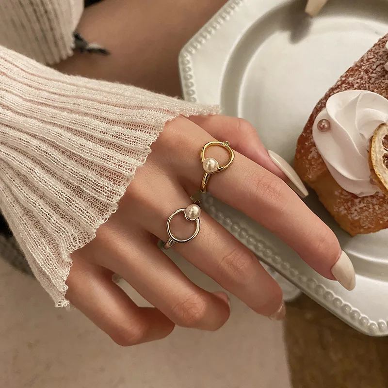 

Round Pearl Rings for Women Luxury Quality Fashion Christmas Trendy Woman Jewelry 2022 Aesthetic Accessories Dropship Suppliers