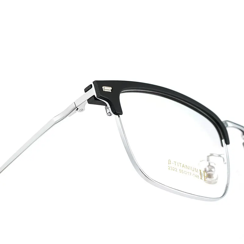YIMARUILI Business Retro Pure Titanium Eyewear Men's Ultra-light Square Fashion Optical Prescription Eyeglasses Frame 2322BJ