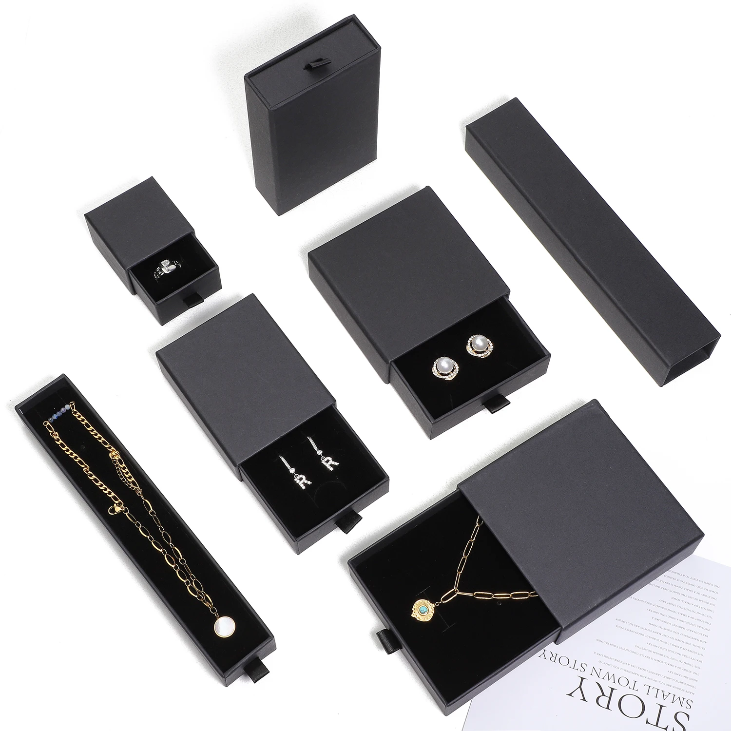 Черно-белый картонный ящик коробка для демонстрации ювелирных изделий ожерелье