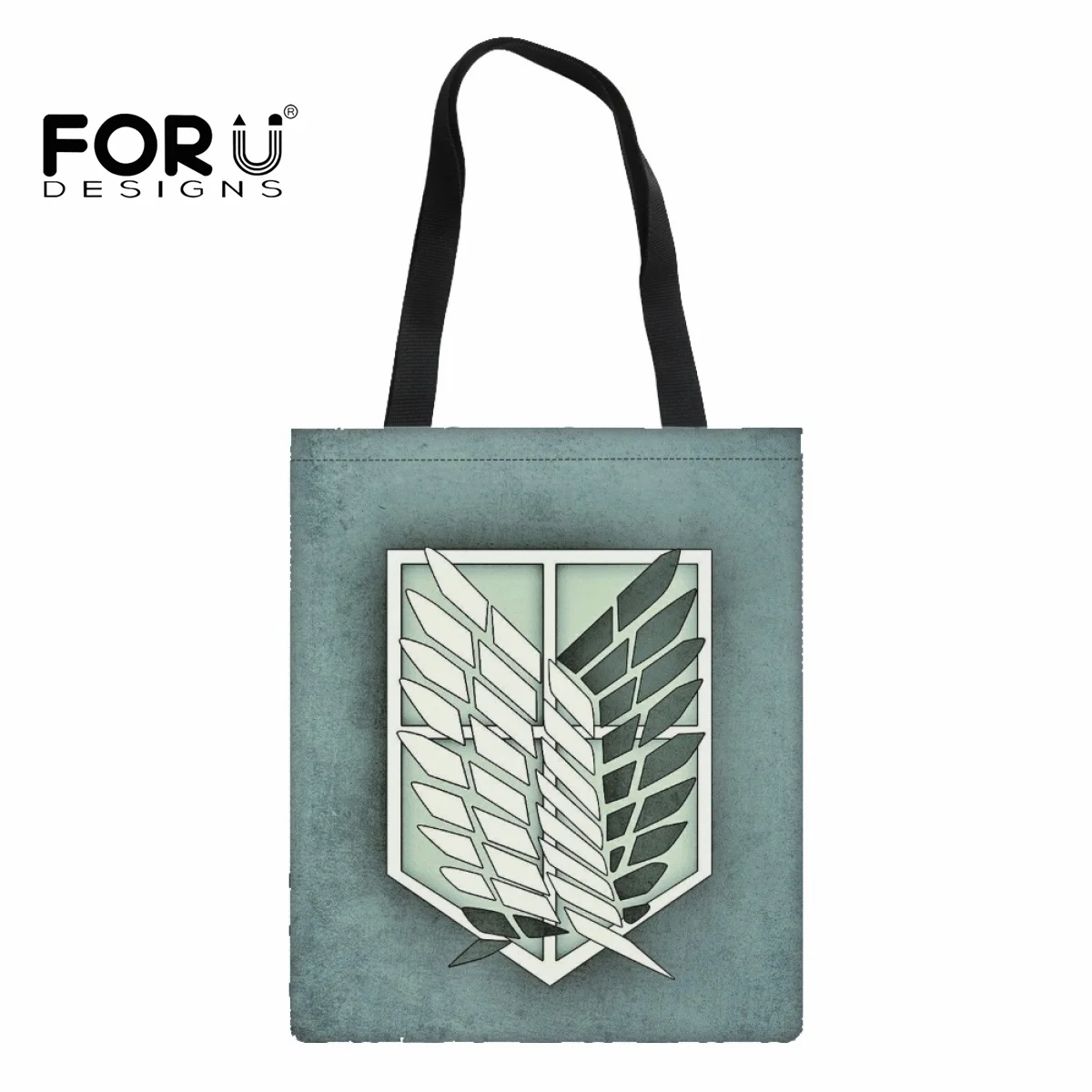

FORUDESIGNS Canvas Shopping Bags Attack On Titan Logo Tote Shoulder Bags Eco Friendly Reusable Cute School Tote Bags