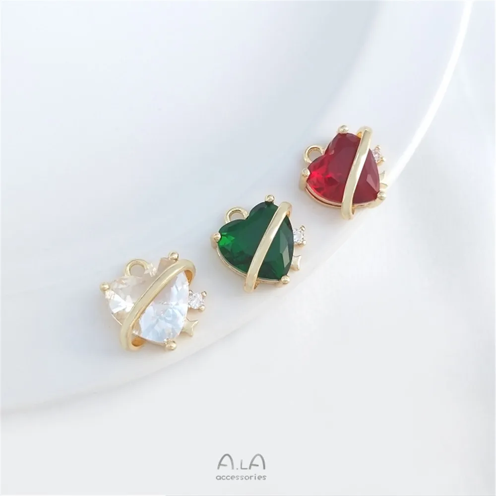 

Smooth solid heart 14K gold wrap cherry Heart Pendant handmade diy necklace bracelet hanging pendant