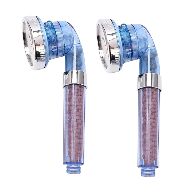 

2X 3 Function Adjustable Jetting Shower Filter High Pressure Water Saving Shower Head Handheld Shower Head Blue