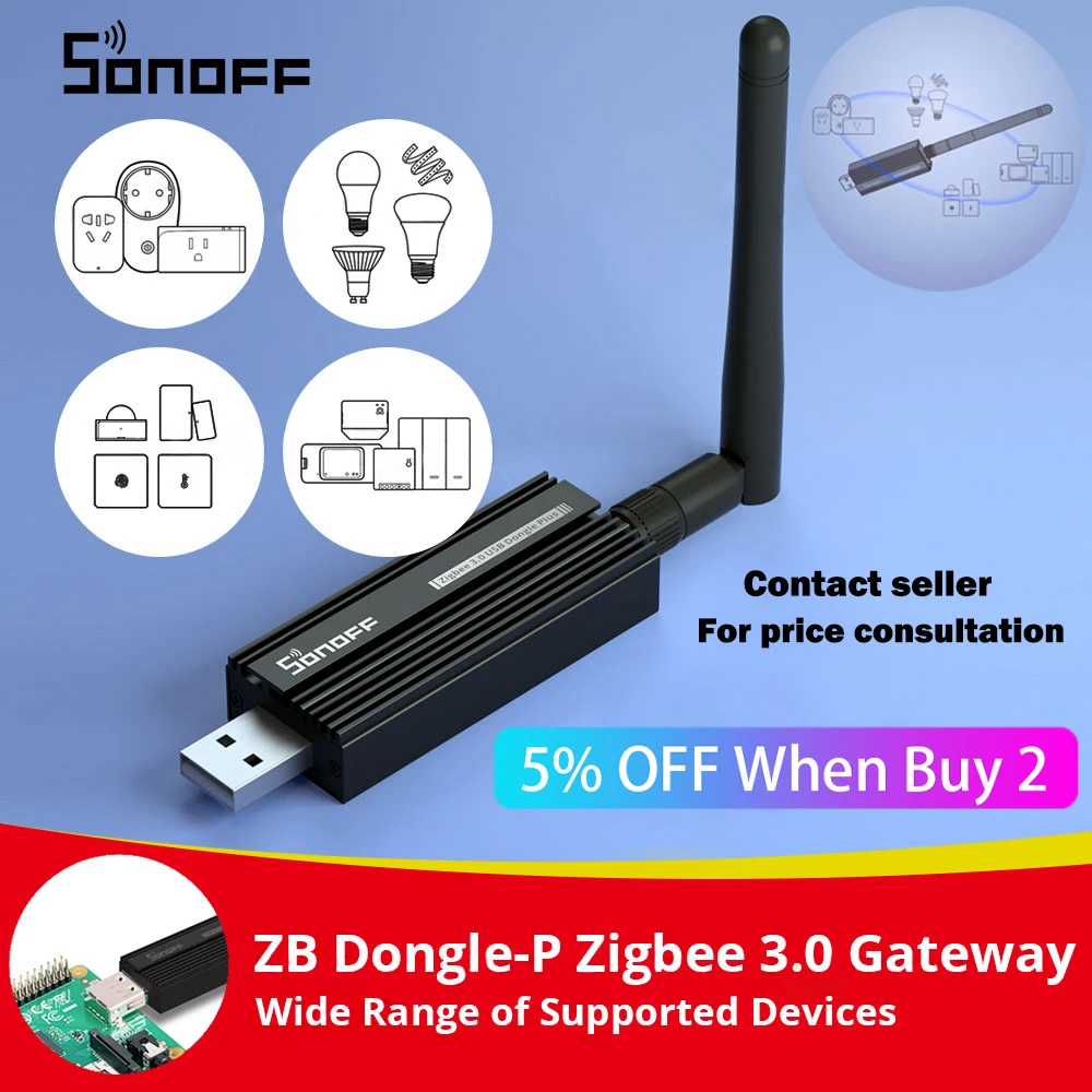 

SONOFF ZB Dongle-P Zigbee 3.0 USB Dongle Plus Universal Zigbee Gateway Support via ZHA or Zigbee2MQTT Sonoff Zigbee Series