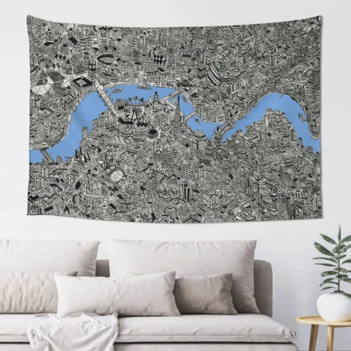 Лондонская карта Река Теис Гобелен Настенные украшения Настенный