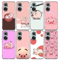 phone case for honor 8x 9x play 9a 20 21i 30i 50 60 x8 nova 8i 9 se y60 magic4 pro lite tpu case cartoon pink cute pig