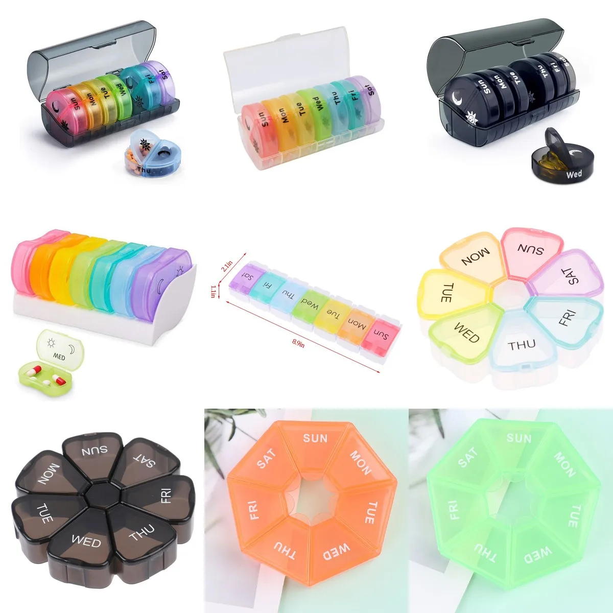 

Футляр для лекарств, цветной органайзер для лекарств на 7 дней в день, водонепроницаемый, 1 шт.