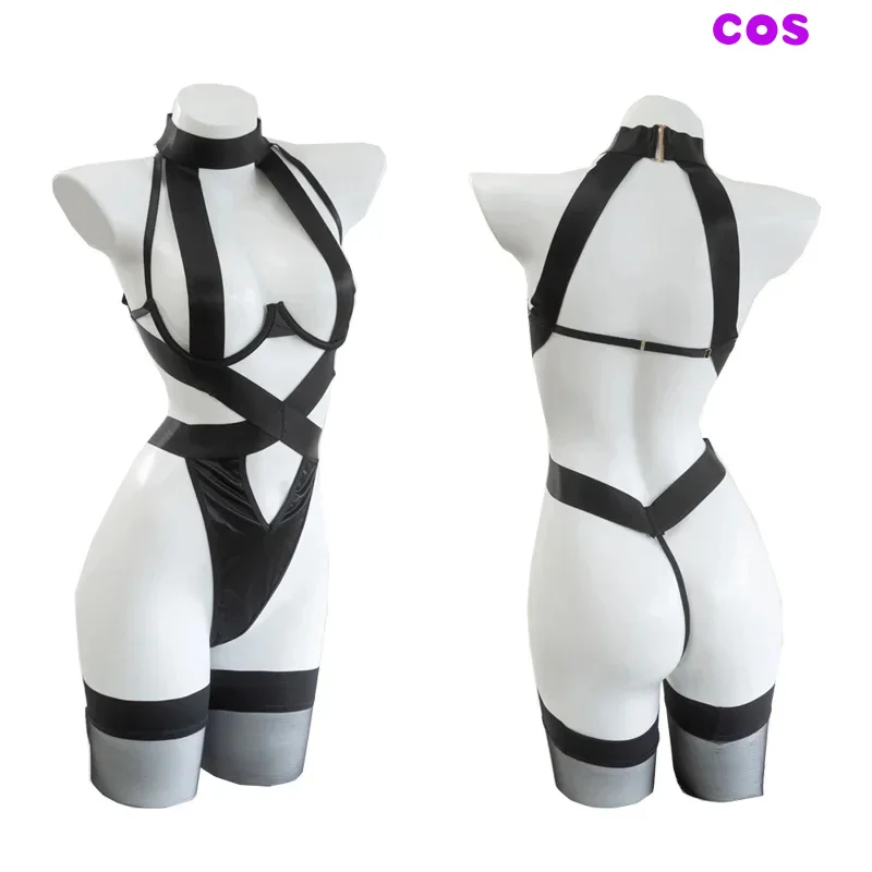 Z Game NieR Automata 2B Косплей Костюм Черное Бандажное Белье Выдалбливают Женщины