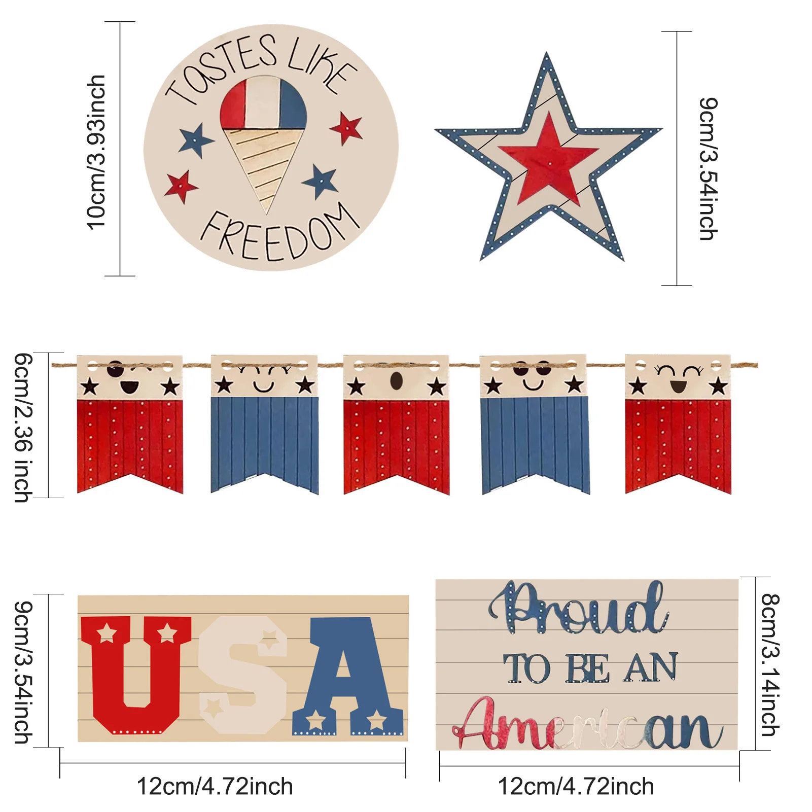 Патриотические многоярусные подносы украшения для стола из ПВХ 4 июля Звездный