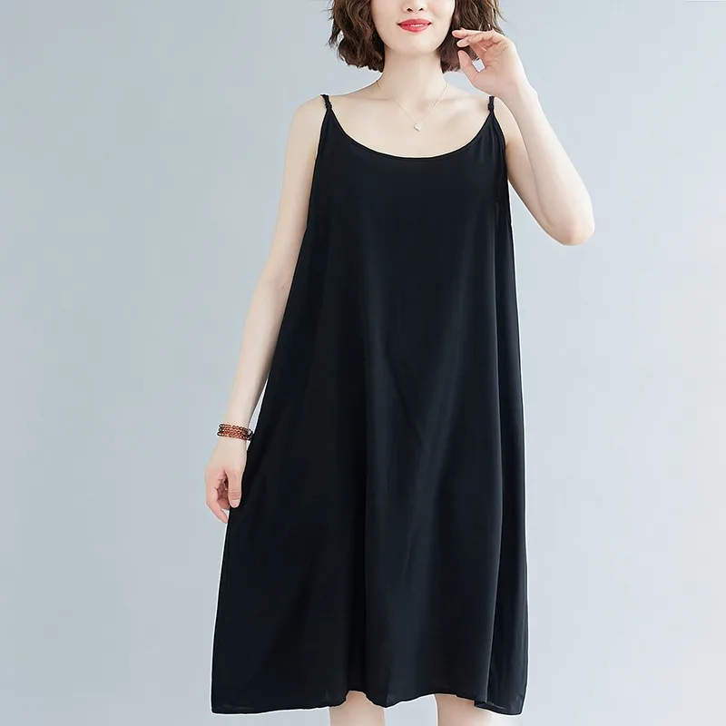 Женское Повседневное платье на бретельках свободное разноцветное средней длины