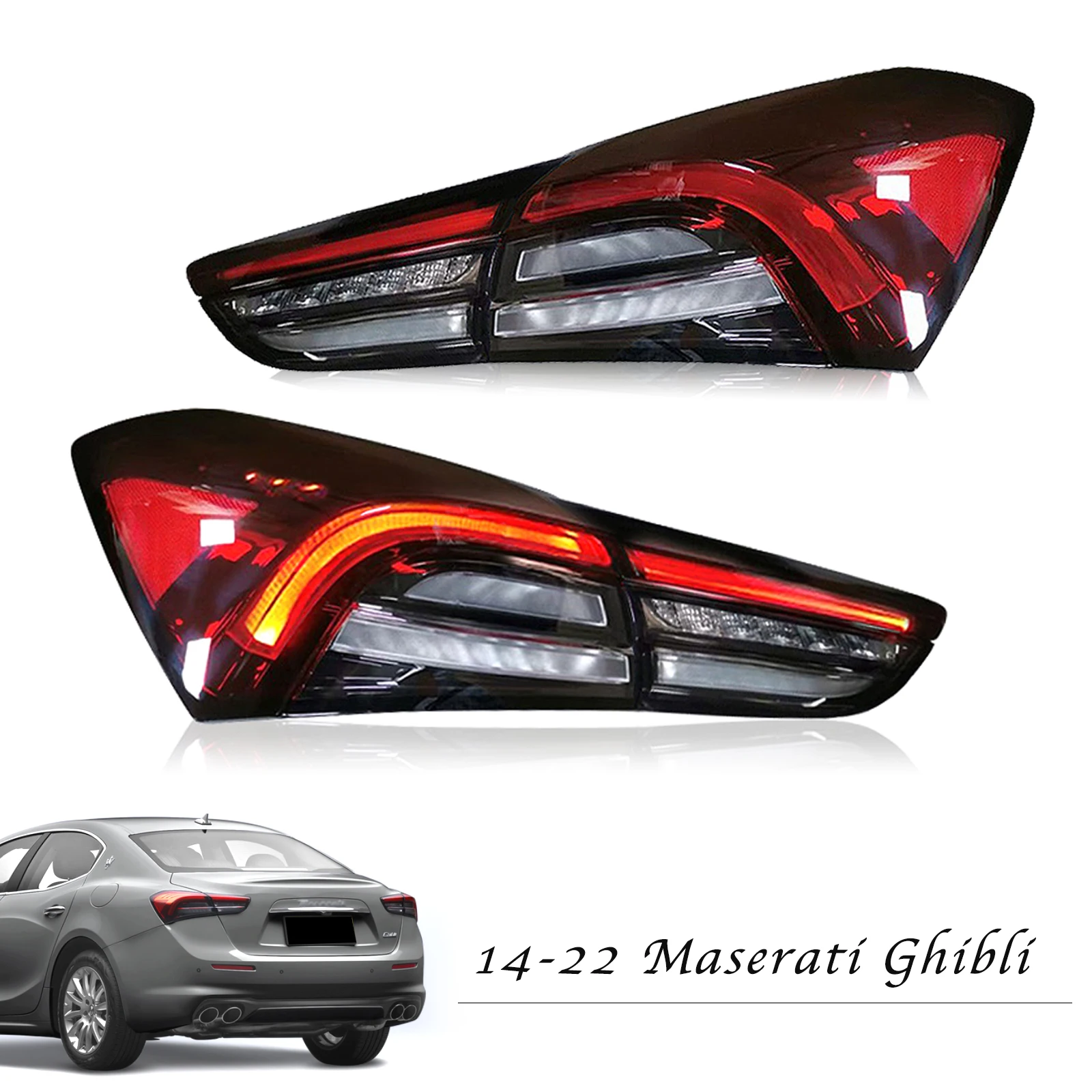 

Led Tail Lamps Fit For Maserati Ghibli 2014-2022 Upgrade Rear Tail Lights Assembly Drl Day Running Light Turn Signal Car Parts