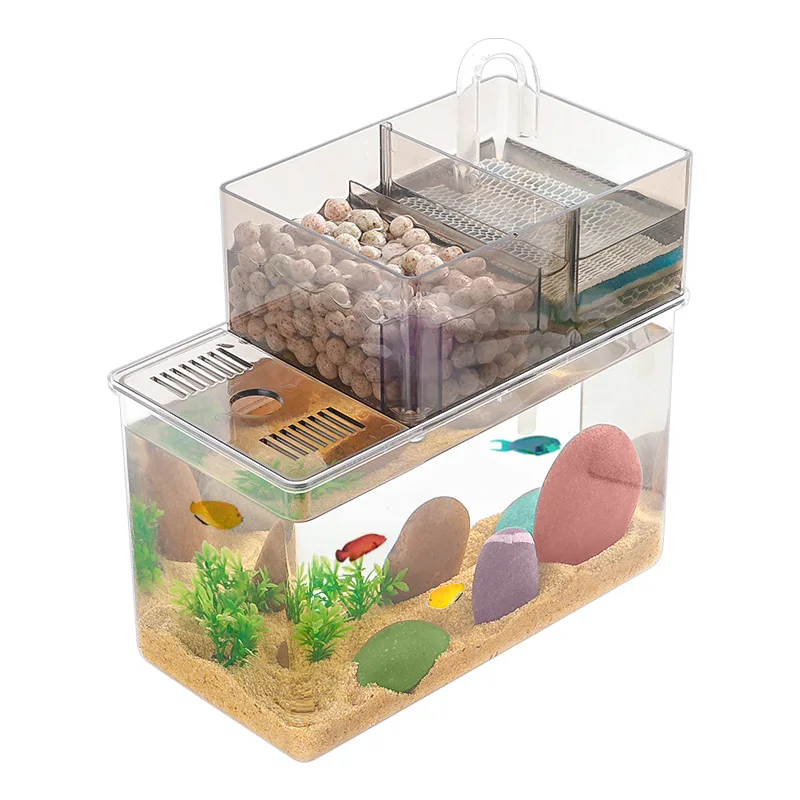 Акриловый мини-аквариум маленький аквариум с двойным фильтром