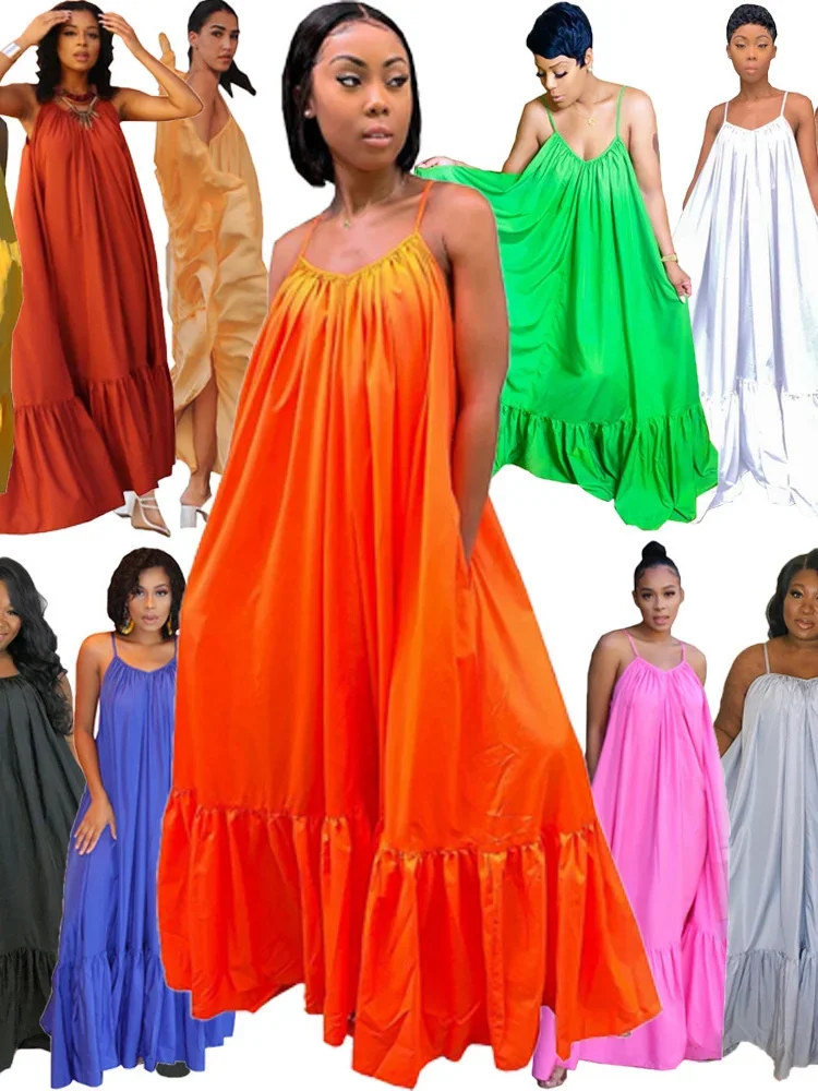 

Women Causual O Neck Sleeveless Ruffles Mini Dress Boho Solid Beach Sundress Oversized Loose Dress 2023 Summer