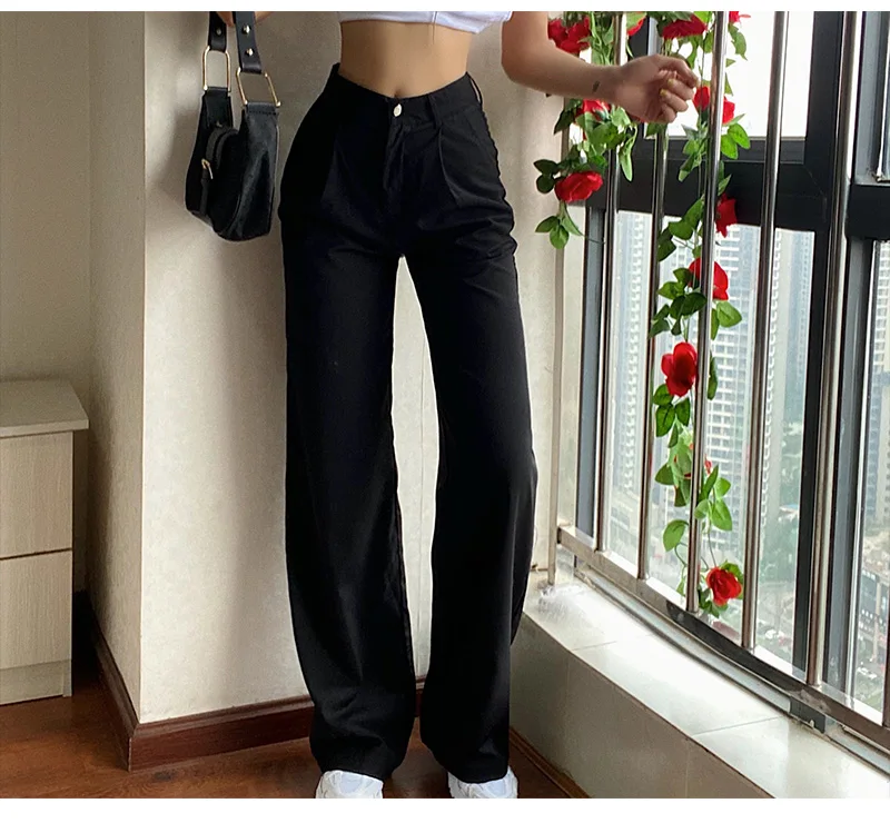 

Женские брюки капри 2023 костюмы с высокой талией Модные свободные расклешенные широкие брюки длинные женские повседневные Прямые брюки