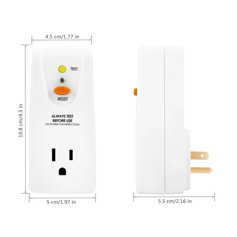 Адаптер GFCI 15 А 3 зубца с заземлением водонепроницаемая вилка прерыватель цепей