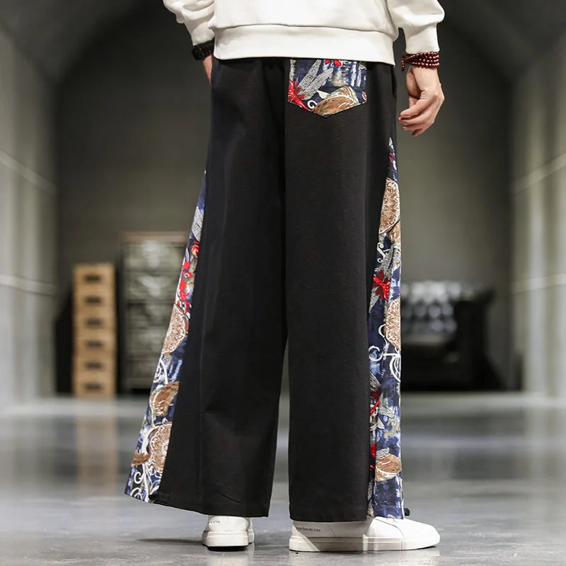 Брюки мужские с вышивкой журавлей