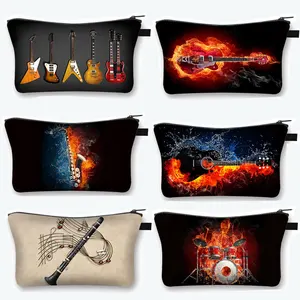 Косметичка в форме пламени для музыкальных инструментов Rock, Джазовый латунный саксофон, женская косметичка, косметичка для девочек, хипстерский косметический чехол для девушек