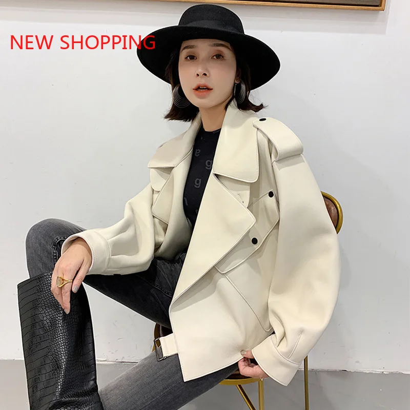 Winter Fall Short Black Faux Leather Jacket Women Long Sleeve Lapel Runway Stylish Fashion Motorcycle Jackets 2021 PU Crop Tops