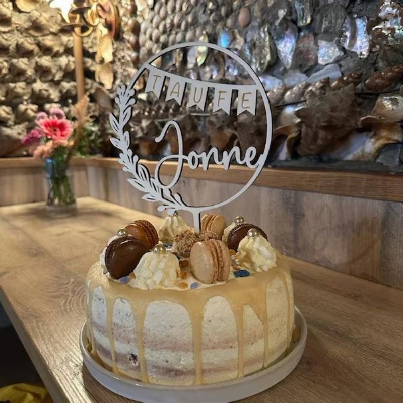 Деревянный топпер для торта на крещение индивидуальное имя клубный торт