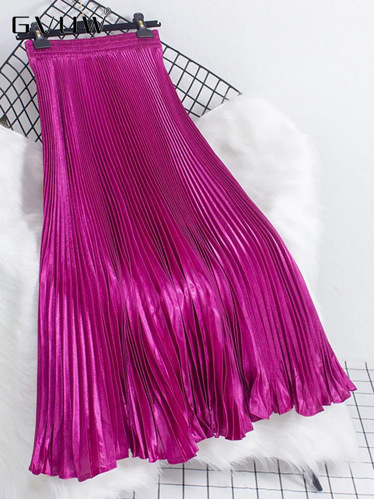 

GVUW New Elegant Skirt For Women Elastic Waist Solid Package Hip Fold Skirts Fashion Female Party Clothing 2023 Spring 17G1609