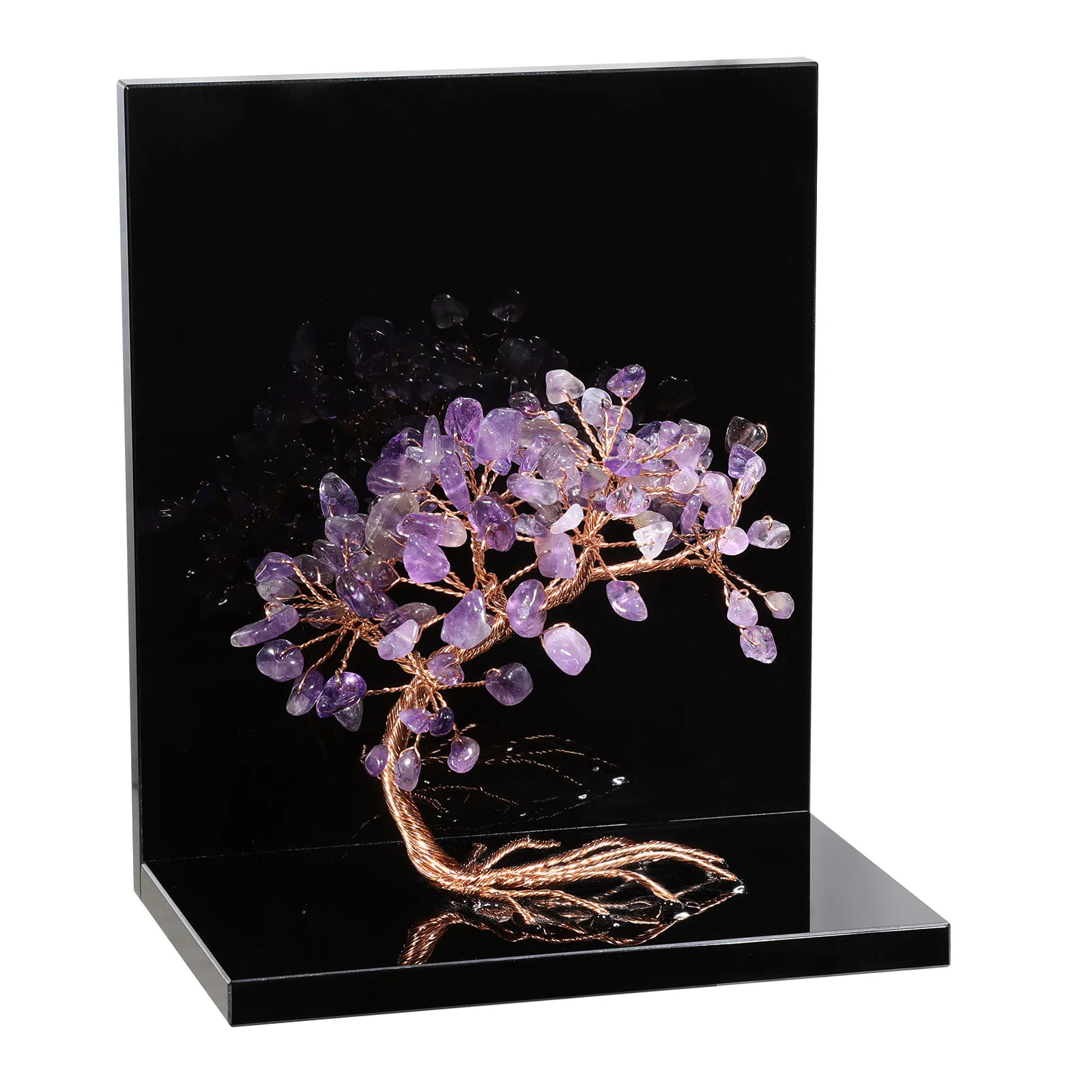 1 Pair Natural Amethyst Crystal Money Tree Bookends Acrylic Book Ends For Shelves Desktop Organizer Home Office Room Decor