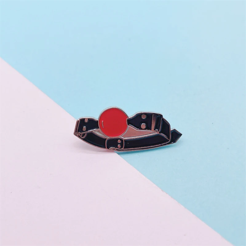 Creative Fun Red Collar Enamel Brooch Funny Necklace Ball Alloy Pins Badge Punk Woman Jewelry For Friends