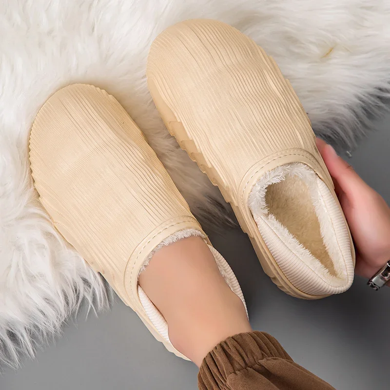 Зимние тапочки унисекс с волнистым мехом без застежки сохраняющие тепло
