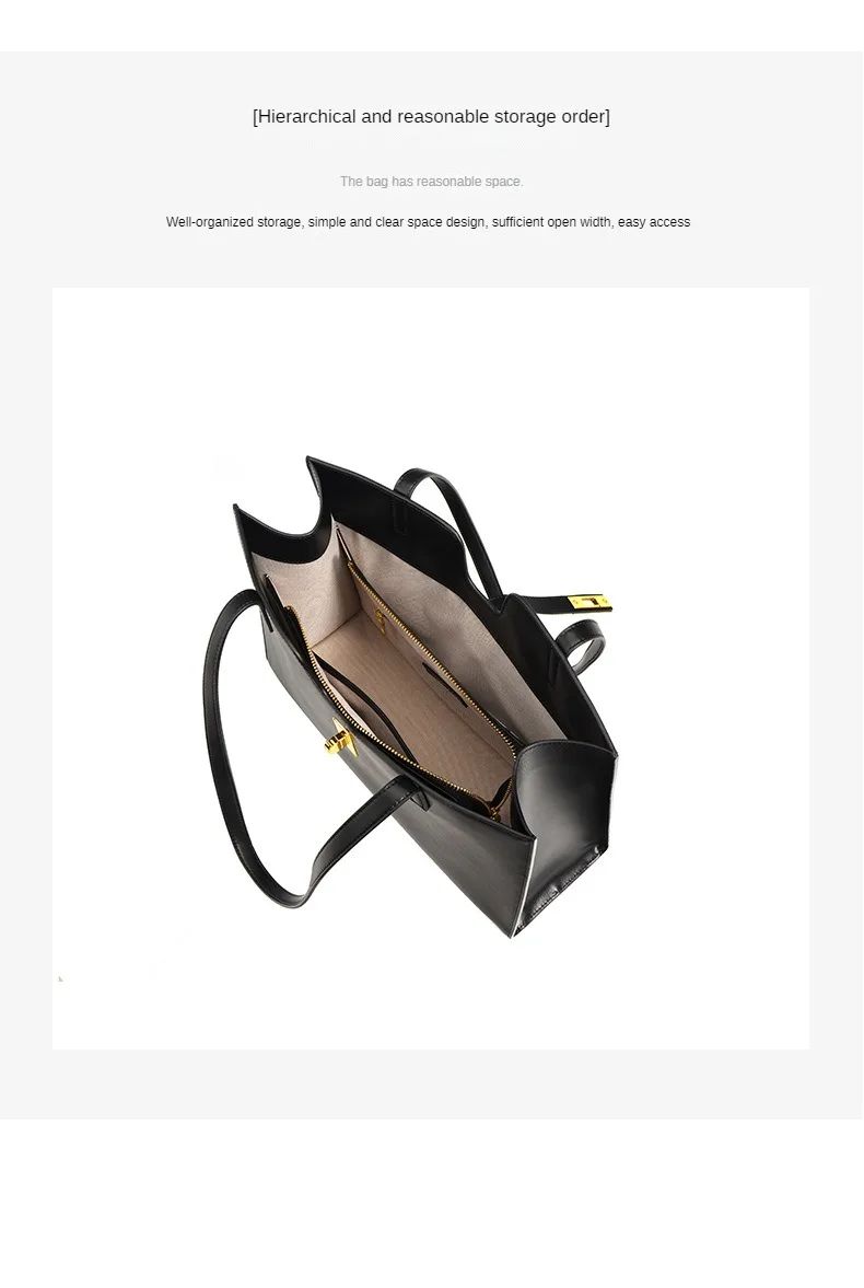 Cowhide tote bag female casual commuter bag hundred with large capacity briefcase ins wind single shoulder armpit handbag