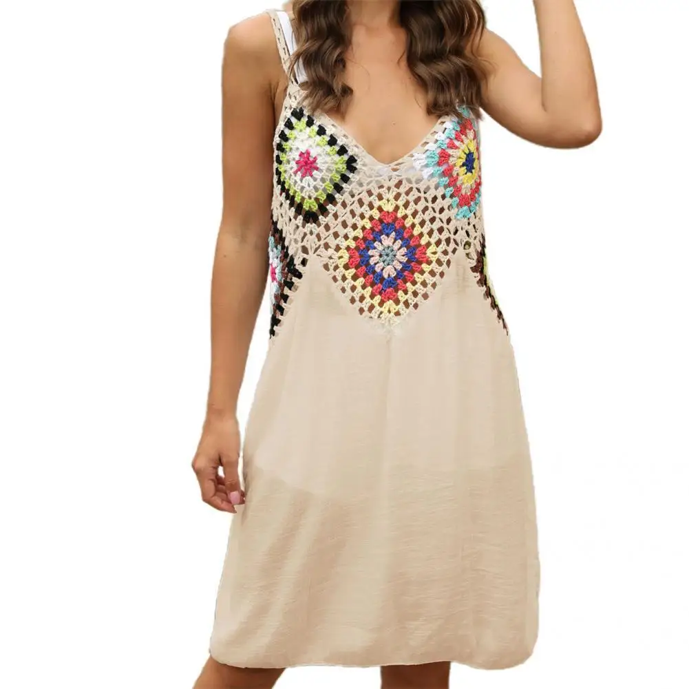 

Sexy Knitted Beachwear Kintted Comfortable Skirt Crochet Patchwork Dress