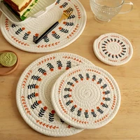 japanese original woven heat pad dining table mat light luxury nordic cotton printed placemat plate mat coaster set